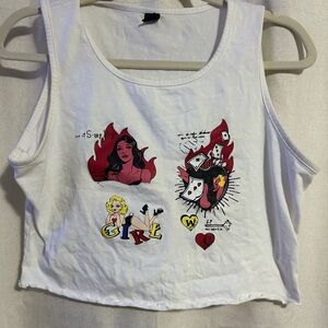 Graphic White Crop Top